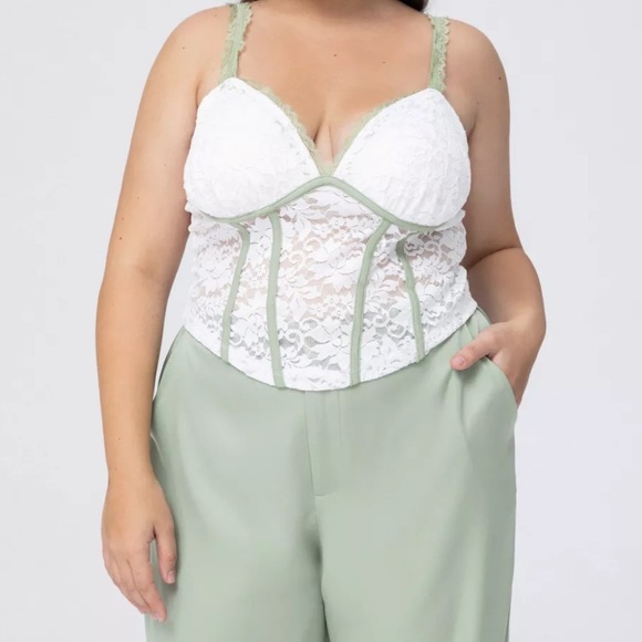 Cider NWOT Floral Lace faux Corset Tank Top size: 2XL - Picture 3 of 11